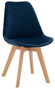 Καρέκλα Venice HM8719.08 49x56x84Υcm Blue Σετ 4τμχ Βελούδο, Ξύλο