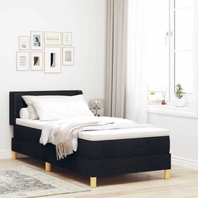 vidaXL Κρεβάτι με ελατήρια Μαύρο και Λευκό 90 x 190 cm ύφασμα