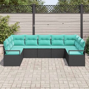 vidaXL Σετ Καναπέ με μαξιλάρι 9 pcs Μαύρο συνθετικό ρατάν