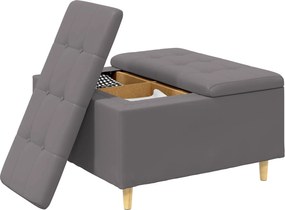 vidaXL Οθωμανικό αποθήκευσης Γκρι 80 x 80 x 45 cm Τεχνητό δέρμα