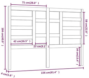 vidaXL Κεφαλάρι Κρεβατιού Γκρι 156x4x104 εκ. από Μασίφ Ξύλο Πεύκου