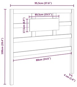 Κεφαλάρι Κρεβατιού Γκρι 95,5 x 4 x 100 εκ από Μασίφ Ξύλο Πεύκου - Γκρι