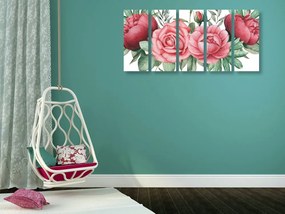 Εικόνα 5 μερών γοητευτικός συνδυασμός λουλουδιών και φύλλων - 100x50