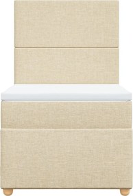 vidaXL Κρεβάτι Boxspring με Στρώμα Κρεμ 90x200 εκ.Υφασμάτινο