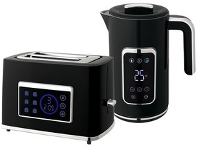 HOMCOM Σετ Βραστήρας &amp; Τοστιέρα με Οθόνη Αφής LED, 1,7 L, 2 Θέσεις Τοστιέρας, Διάφορες Λειτουργίες &amp; Χαρακτηριστικά, Μαύρο