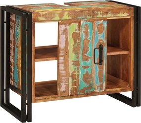 vidaXL Ντουλάπι νιπτήρα με ράφι Πολύχρωμο Στερεό Ανακτηθέν Ξύλο