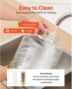 VEVOR Drink Dispenser 8L Beverage Dispenser for Parties Glass with Stand 2PCS