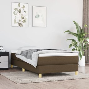 Κρεβάτι Boxspring με Στρώμα Σκούρο Καφέ 90x200 εκ. Υφασμάτινο