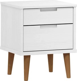 vidaXL Κομοδίνο MOLDE Λευκό 40 x 35 x 48 εκ. από Μασίφ Ξύλο Πεύκου