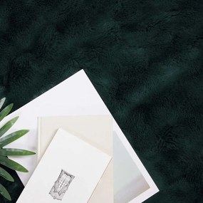 vidaXL Ψεύτικη κουβέρτα από κουνέλι Olite 4 pcs Σκούρο Πράσινο