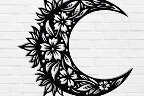 Intra απο ξύλο plywood  Χρώμα wenge 3mm-4mm πάχος - Floral Moon Wall Art Δίασταση 40x50 cm INTRAFABR-21101134
