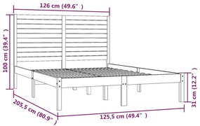 Πλαίσιο Κρεβατιού 120 x 200 εκ. από Μασίφ Ξύλο - Καφέ