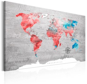 Πίνακας - World Map: Red Roam 120x80