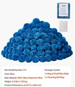 VEVOR Pool Filter Balls for Sand Filter Pump Swimming Pool 4 lbs Reusable Blue
