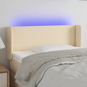 vidaXL Κεφαλάρι Κρεβατιού LED Κρεμ 83x16x78/88 εκ. Υφασμάτινο