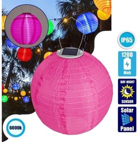 Ηλιακό Φωτιστικό Φαναράκι IP65 Υφασμάτινο LED 1W Globostar-71596-Φούξια 71596
