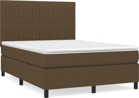 vidaXL Κρεβάτι Boxspring με Στρώμα Σκούρο Καφέ 140x190 εκ. Υφασμάτινο