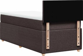vidaXL Κρεβάτι Boxspring με Στρώμα Σκούρο Καφέ 100x200 εκ. Υφασμάτινο