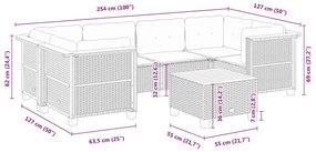 Σετ Σαλονιού Κήπου 7 τεμ. Γκρι Συνθετικό Ρατάν με Μαξιλάρια - Γκρι