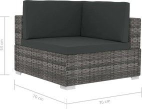 vidaXL Γωνιακά Καθίσματα Τμηματικά 2 τεμ. Γκρι Συνθ. Ρατάν + Μαξιλάρια