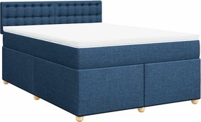 vidaXL Κρεβάτι Boxspring με Στρώμα Μπλε 140x190 εκ. Υφασμάτινο