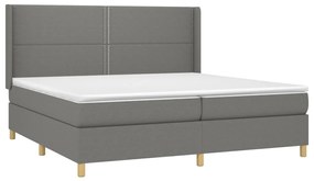 vidaXL Κρεβάτι Boxspring με Στρώμα & LED Σκ.Γκρι 200x200εκ. Υφασμάτινο