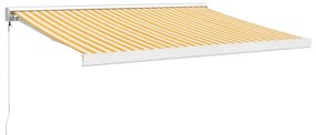 vidaXL Τέντα Πτυσσόμενη Κίτρινη/Λευκή 3,5 x 2,5 μ. Ύφασμα / Αλουμίνιο