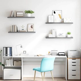vidaXL Ράφια Τοίχου 4 τεμ. Γκρι 90x23,5x3,8 εκ. MDF
