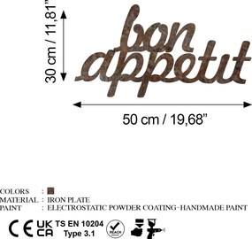 Decorative Metal Wall Accessory Rusty Bon Appetit Antiquation