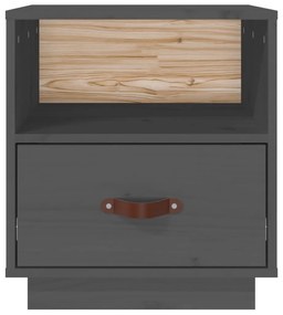 vidaXL Κομοδίνα 2 τεμ. Γκρι 40x34x45 εκ. από Μασίφ Ξύλο Πεύκου