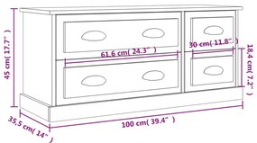 Έπιπλο Τηλεόρασης Γκρι Sonoma 100x35,5x45 εκ. Επεξ. Ξύλο - Γκρι