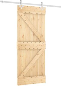 vidaXL Συρόμενη Πόρτα Φυσικό και Λευκό 85 x 210 cm