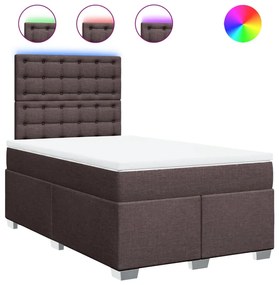 vidaXL Κρεβάτι Boxspring με Στρώμα Σκούρο Καφέ 120x200 εκ. Υφασμάτινο