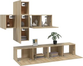 vidaXL Σετ Επίπλων Τηλεόρασης 7 Τεμαχίων Sonoma Δρυς Επεξ. Ξύλο