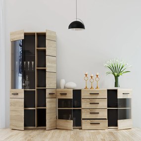 ΜΠΟΥΦΕΣ SOLO 150X41X82CM SONOMA ΜΕ WENGE ΚΑΙ MDF ΚΑΜΠΥΛΩΤΟ ΤΕΛΕΙΩΜΑ ΣΤΙΣ ΠΟΡΤΕΣ