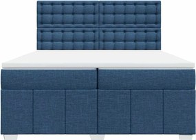vidaXL Κρεβάτι Boxspring με Στρώμα Μπλε 200x200 εκ. Υφασμάτινο