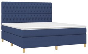 vidaXL Κρεβάτι Boxspring με Στρώμα &amp; LED Μπλε 180x200 εκ. Υφασμάτινο