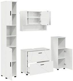 vidaXL Σετ Επίπλων Μπάνιου 4 pcs Γυαλιστερό λευκό 30 x 35 x 192 εκ.