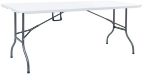 vidaXL Τραπέζι Κήπου Πτυσσόμενο Λευκό 180 x 72 x 72 εκ. από HDPE