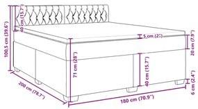 Κρεβάτι Boxspring με Στρώμα Μπλε 180x200 εκ. Υφασμάτινο - Μπλε