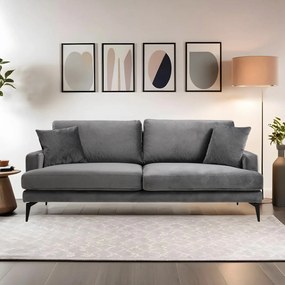 Τριθέσιος Καναπές Γκρι GIGAS 205x90x88