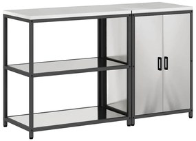 vidaXL Σετ Αποθήκευσης Κουζίνας με ράφι 2 pcs Ασημί Ανοξείδωτο ατσάλι