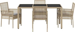 vidaXL Σέτ φαγητού για κήπο 5 pcs Μπεζ συνθετικό ρατάν