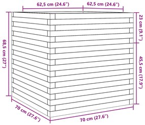 Ζαρντινιέρα Κήπου 70x70x68,5 εκ από Μασίφ Ξύλο Πεύκου - Καφέ