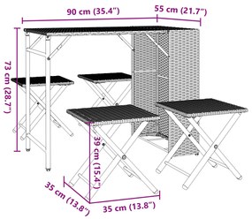 ΣΕΤ ΤΡΑΠΕΖΑΡΙΑΣ ΚΗΠΟΥ ΠΤΥΣ. 5 ΤΕΜΑΧΙΩΝ ΜΑΥΡΟ ΑΠΟ ΣΥΝΘ. ΡΑΤΑΝ 365944