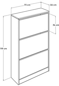 Παπουτσοθήκη Flat Duo Megapap 18 ζεύγων χρώμα λευκό 73x26x119εκ.