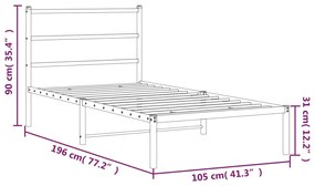 ΠΛΑΙΣΙΟ ΚΡΕΒΑΤΙΟΥ ΜΕ ΚΕΦΑΛΑΡΙ ΛΕΥΚΟ 100X190 ΕΚ. ΜΕΤΑΛΛΙΚΟ 355408