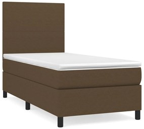 vidaXL Κρεβάτι Boxspring με Στρώμα Σκούρο Καφέ 90x200 εκ. Υφασμάτινο