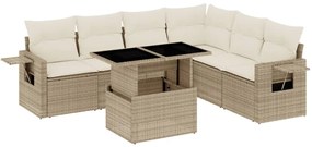 vidaXL Σαλόνι Κήπου Σετ 7 τεμ. Μπεζ Συνθετικό Ρατάν με Μαξιλάρια