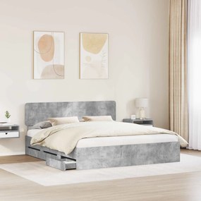 vidaXL Σκελετός Κρεβατιού Σκυρόδεμα Γκρι 180 x 200 cm Μηχανήματος Ξύλο